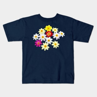 Collarette Dahlias Floral Photo Cutout Kids T-Shirt